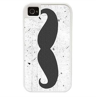 CellPowerCases CellPowerCasesTM Grunge Mustache - Protective 2 Layer iPhone 4 White Case - Fits iPhone 4 & iPhone 4S