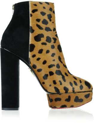 Charlotte Olympia Valerie leopard-print calf hair and suede ankle boots