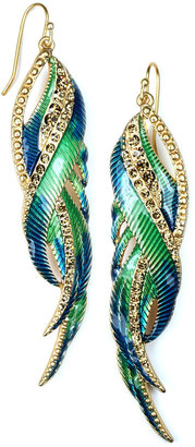 Rachel Roy Earrings, Gold-Tone Multicolor Feather Earrings