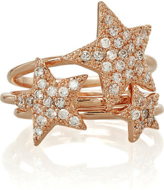 Lee Angel Stacked rose gold-plated star rings