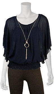 Amy Byer A Byer A. Byer Flutter Sleeve Necklace Top