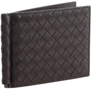 Bottega Veneta ebony intrecciato leather bi-fold clip wallet