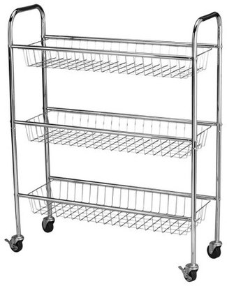 Household Essentials 3 Basket Storage Cart - Silver