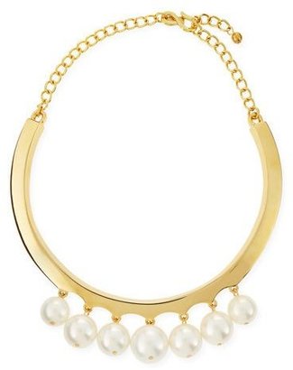 Kenneth Jay Lane White Pearly Beaded Collar Necklace