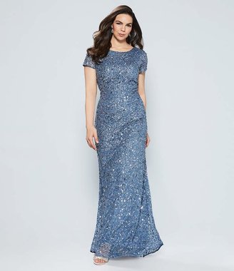 Adrianna Papell Plus Short-Sleeve Sequined Gown