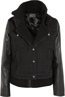 Current/Elliott The Studio leather-sleeved denim jacket