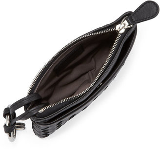 Bottega Veneta Zip-Top Woven Leather Key Pouch, Black