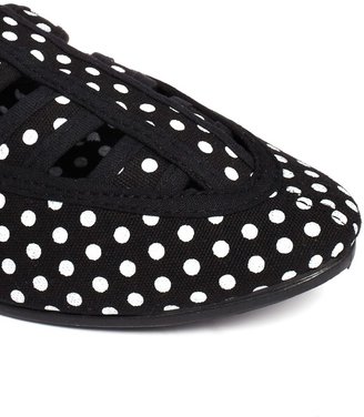 F-Troupe Takako Black Polka Dot Flat Shoes