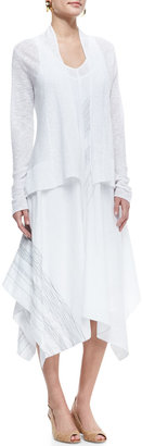 Eileen Fisher Sleeveless V-Neck Asymmetric Dress, White, Petite