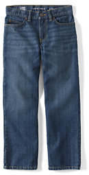 Lands' End Little Boys Slim Iron Knee Relaxed Fit Jeans-Dark Wash