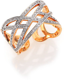 ginette_ny Diamond & 18K Rose Gold Volute Ring