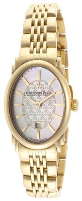 Dreyfuss & Co Women's White MOP Dial Gold Tone Ion Plated stainless Steel
