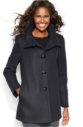 Larry Levine Stand-Collar Wool-Blend Peacoat