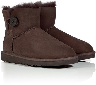 UGG Suede Mini Bailey Button Boots in Chocolate