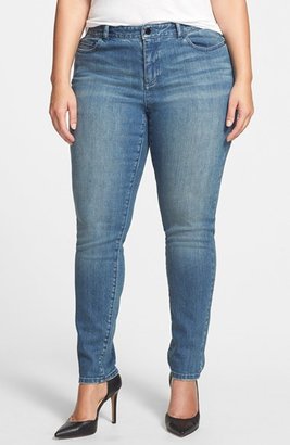 MICHAEL Michael Kors Zebra Sequin Stretch Skinny Jeans (Plus Size)