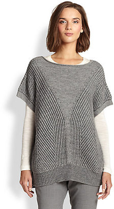 Halston Wool/Cashmere Poncho Sweater