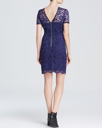 ABS by Allen Schwartz Dress - Short Sleeve Lace Scalloped Hem Fit and Flare