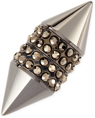 Givenchy Single Dark Ruthenium Small Double Cone Magnetic Shark Earring with Crystals