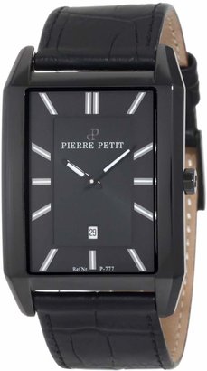 Pierre Petit Men's P-777B Serie Paris PVD Rectangular Leather Date Watch