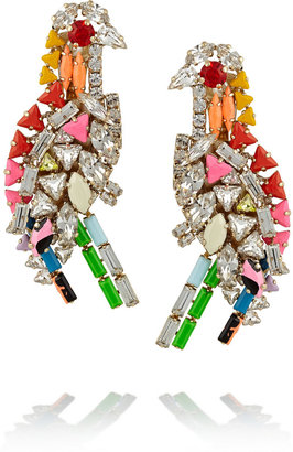 Shourouk Parrot gold-plated Swarovski crystal clip earrings