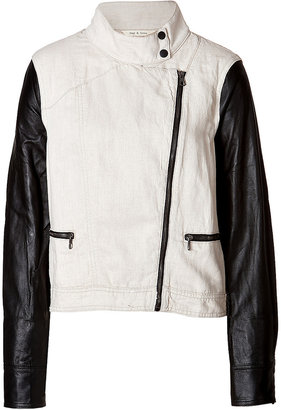 Rag and Bone 3856 Rag & Bone Cotton-Linen/Leather Moto Jacket