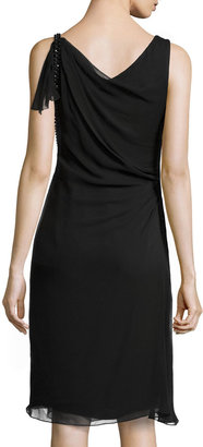 Carolina Herrera Embellished Asymmetric-Strap Dress, Black