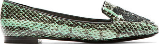 Kenzo Seafoam Snakeskin-Print Leather Tiger Icon Loafers