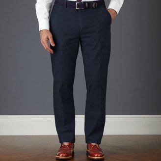 Charles Tyrwhitt Dark blue Prince of Wales garment dyed slim fit trousers