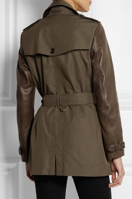 Burberry Leather-sleeved gabardine trench coat