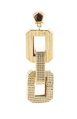Eddie Borgo NIB Gold Tone Textured Chain Medium Supra Link Drop Earrings $275