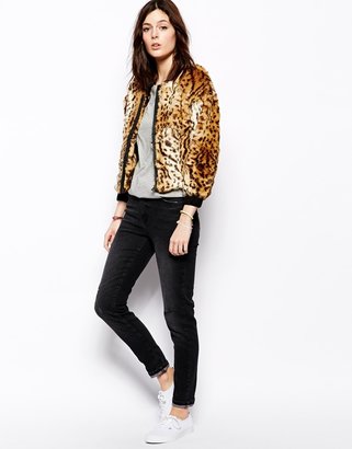 Stussy Kimba Faux Fur Leopard Print Coat