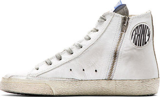 Golden Goose White & Silver Leather Francy Sneakers