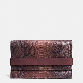 Coach Bleecker Clutch In Python Embossed Leather