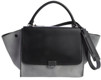 Celine grey pony hair and black leather 'Trapeze' bag