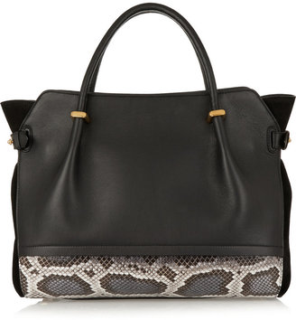 Nina Ricci Marche medium leather, suede and python shoulder bag