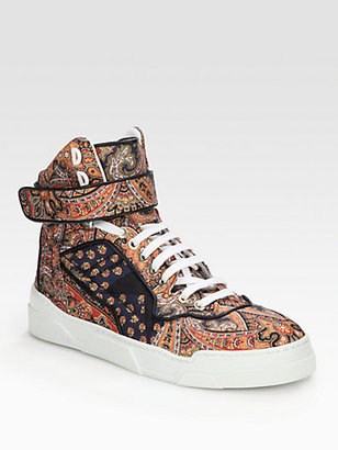 Givenchy Canvas Print & Leather High Top Sneakers