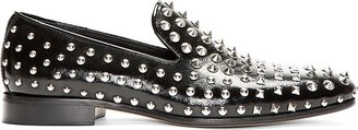 DSquared 1090 Dsquared2 Black Grain Patent Leather Studded Loafers