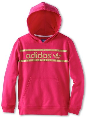 adidas Kids - Kids' Heritage Logo Hoodie (Little Kids/Big Kids) (Blast Pink/Tech Gold Metallic) - Apparel
