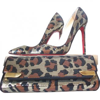 Christian Louboutin Leopard Pigalle 120 Paillettes And Matching Clutch