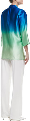 Caroline Rose Ombre Charmeuse Button-Front Shirt, Women's