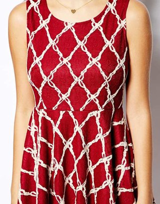 Lovestruck Lori Lace Skater Dress with Contrast Grid Effect