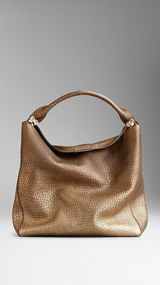 Burberry Medium Metallic Leather Hobo Bag