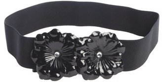 Fashion Focus black flower and crystal stretch belt