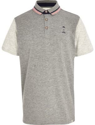 River Island Boys grey flecked polo shirt