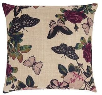 Debenhams Cream textured butterfly print cushion