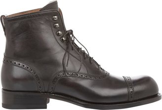 Bettanin & Venturi Perforated Lace-Up Boots-Black