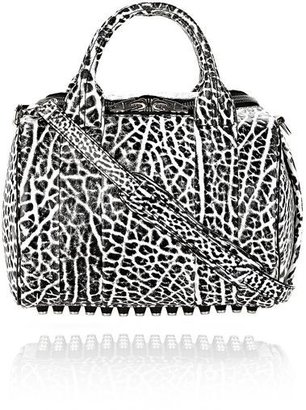 Alexander Wang Rockie Sling In Pebbled White And Black With Rhodium