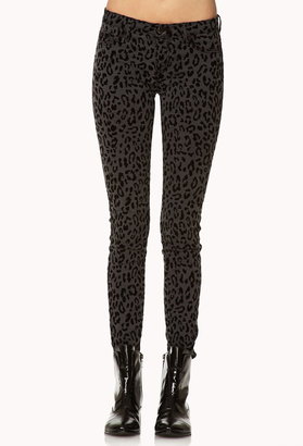 Forever 21 Textured Leopard Skinny Jeans
