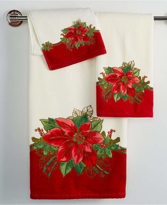 Lenox Holiday Poinsettia Tartan Bath Towel Collection