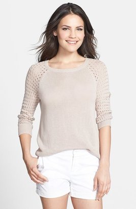 Halogen Open Stitch Raglan Sleeve Sweater (Regular & Petite)